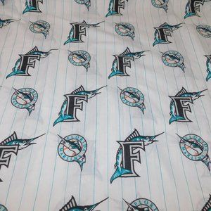 Vintage 1996 MLB Baseball Florida Marlins Twin Flat Bed Sheet